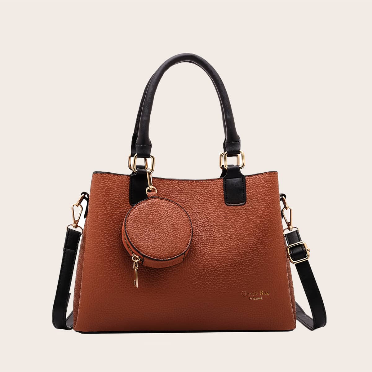 

Minimalist Tote Bag With Coin Case, Brown