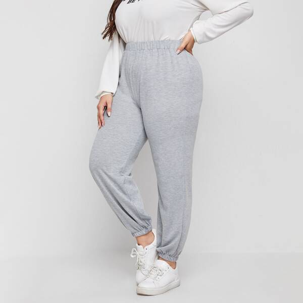 

Plus Solid Sweatpants, Light grey