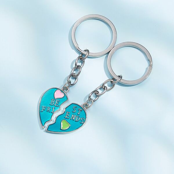 

2pcs Letter Engraved Keychain, Cadet blue