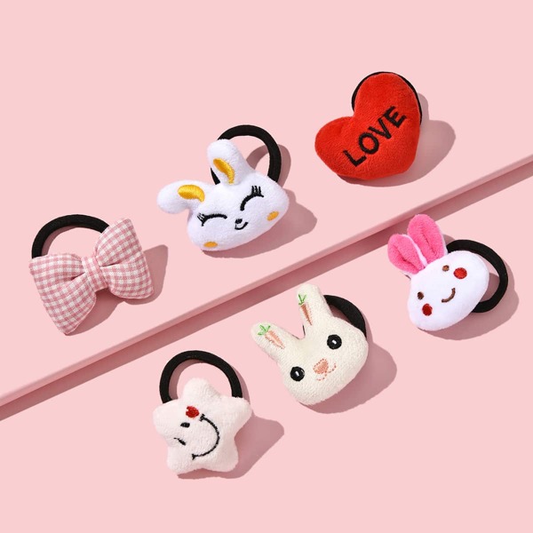 

6pcs Toddler Girls Cartoon Hair Tie, Multicolor