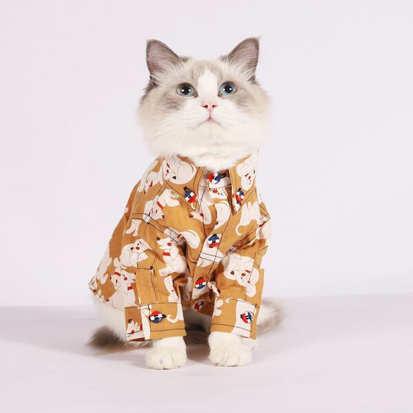 

Cartoon Graphic Cat Shirt, Ginger