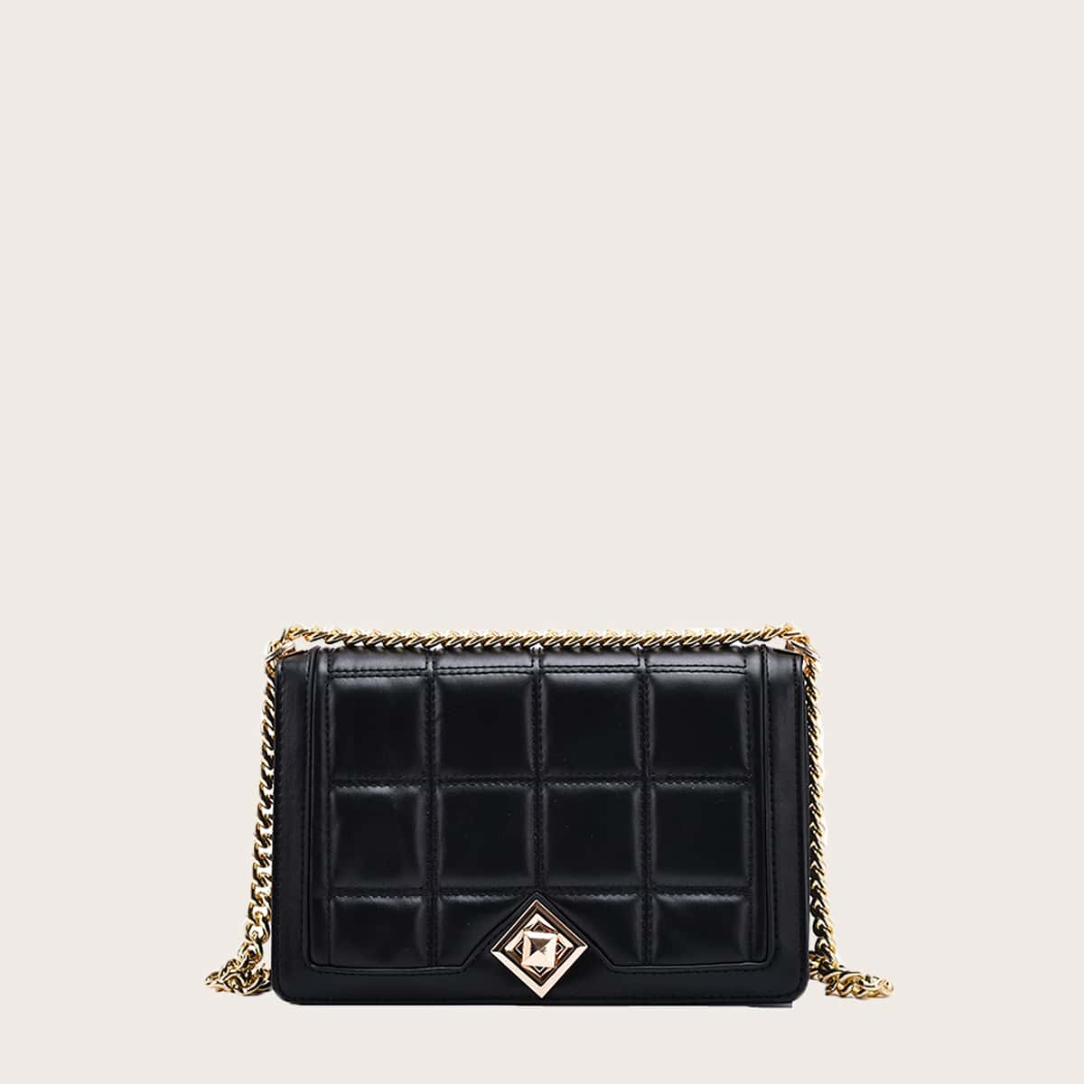 

Quilted Flap Chain Shoulder Bag, Black