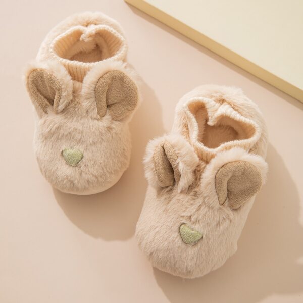

Toddler Boys Fluffy Ear Decor Slippers, Beige
