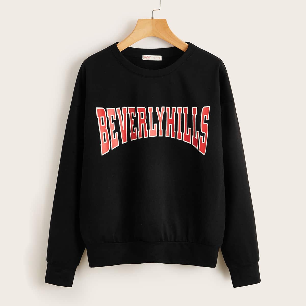 

Letter Print Sweatshirt, Black