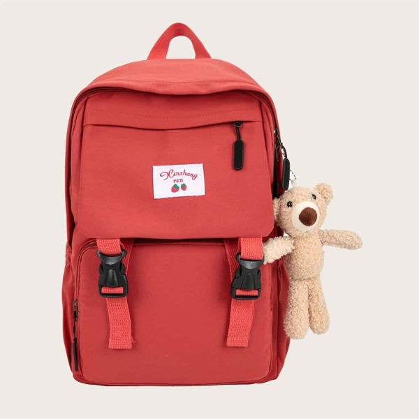 

Kids Release Buckle Front Backpack With Bag Charm, Red