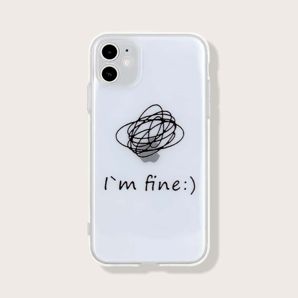 

Slogan Graphic Transparent iPhone Case, Clear