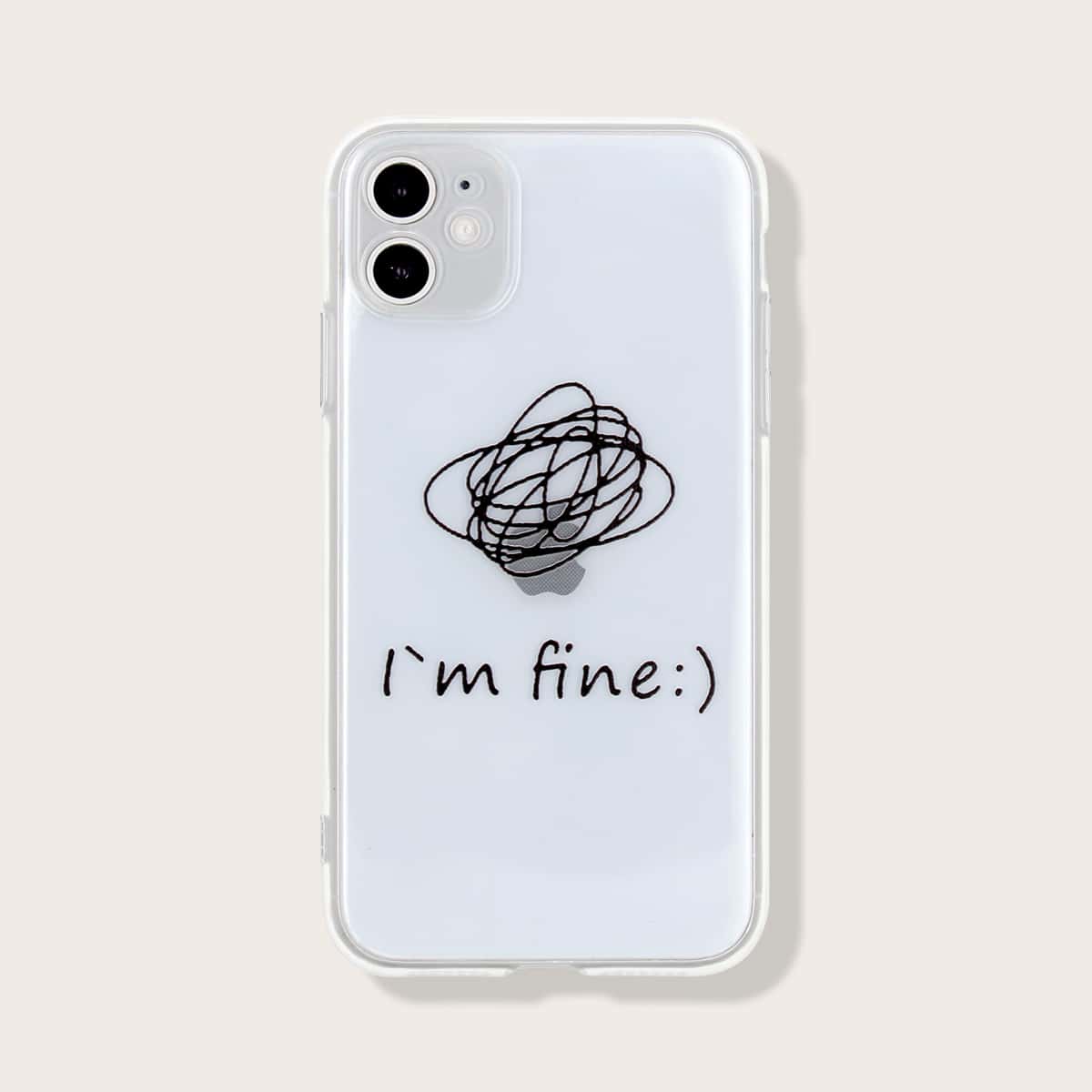 

Slogan Graphic Transparent iPhone Case, Clear