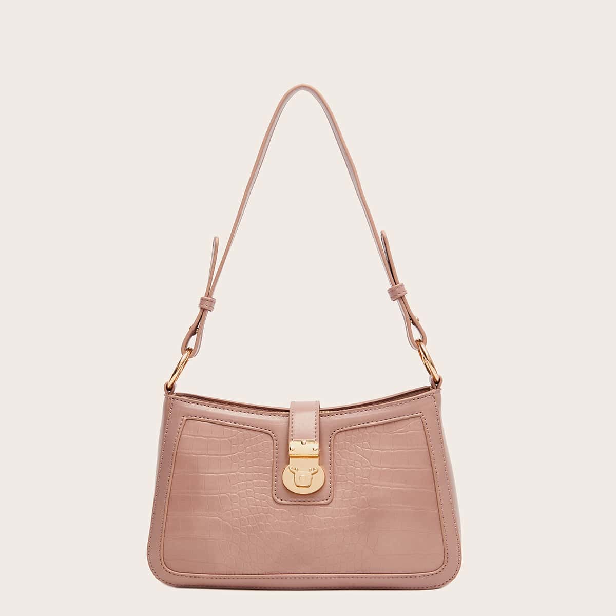

Croc Embossed Baguette Bag, Mauve purple