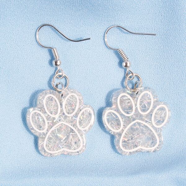 

1pair Cartoon Bear Paw Drop Earrings, Clear