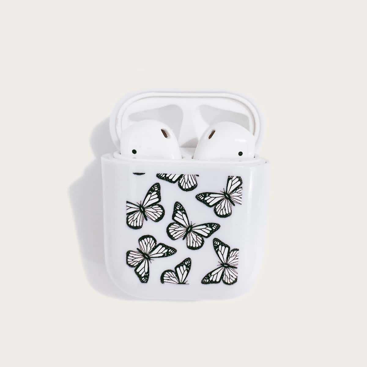 

Butterfly Pattern Airpods Case, White