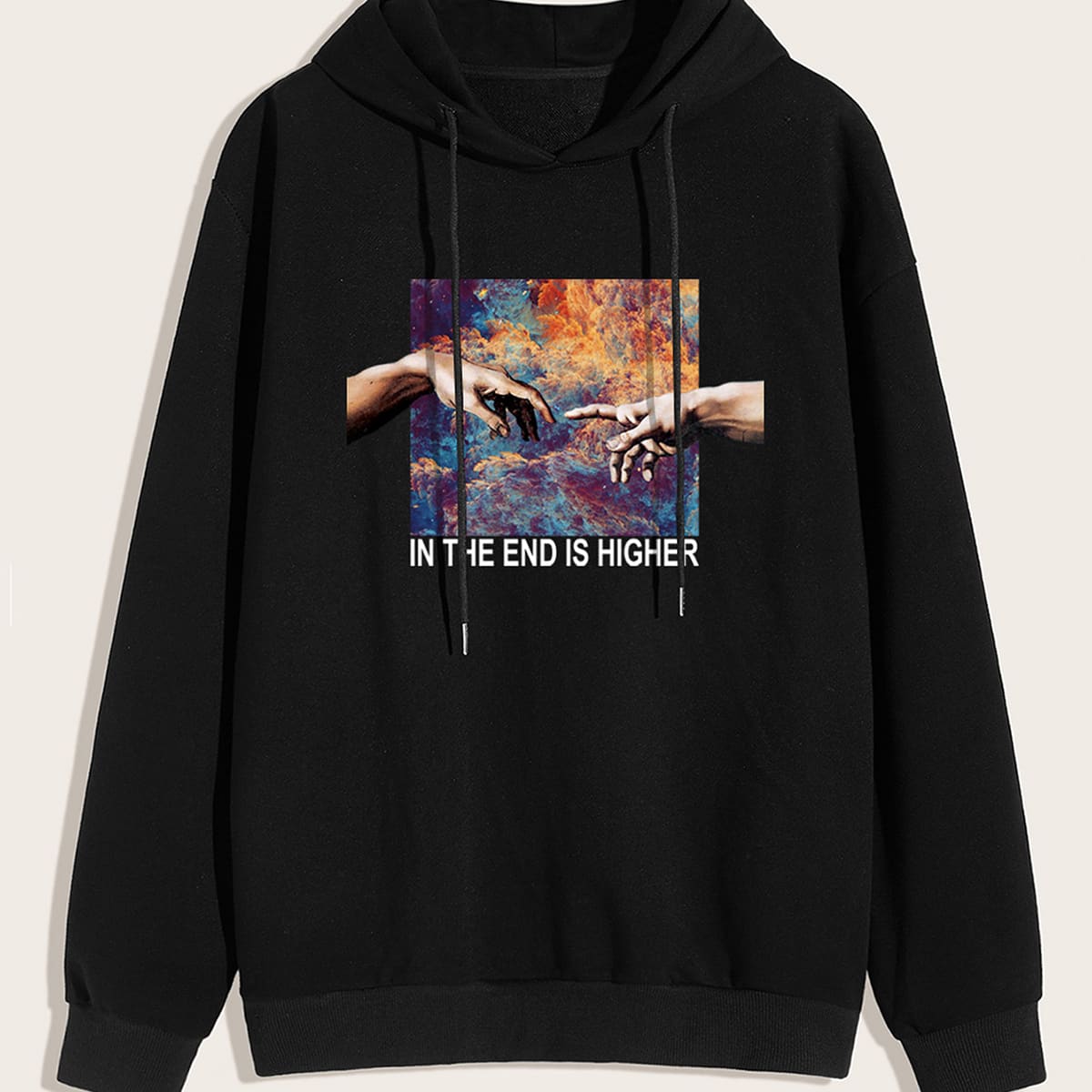 

Guys Gesture & Letter Graphic Hoodie, Black