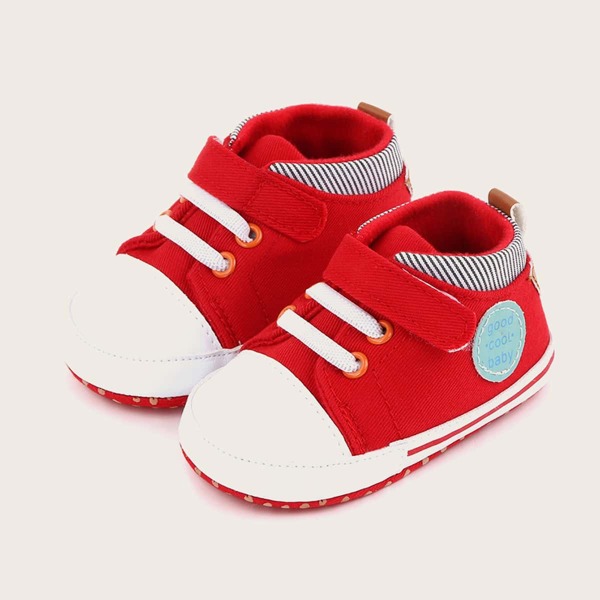 

Baby Girl Letter Patch Velcro Strap Sneakers, Red