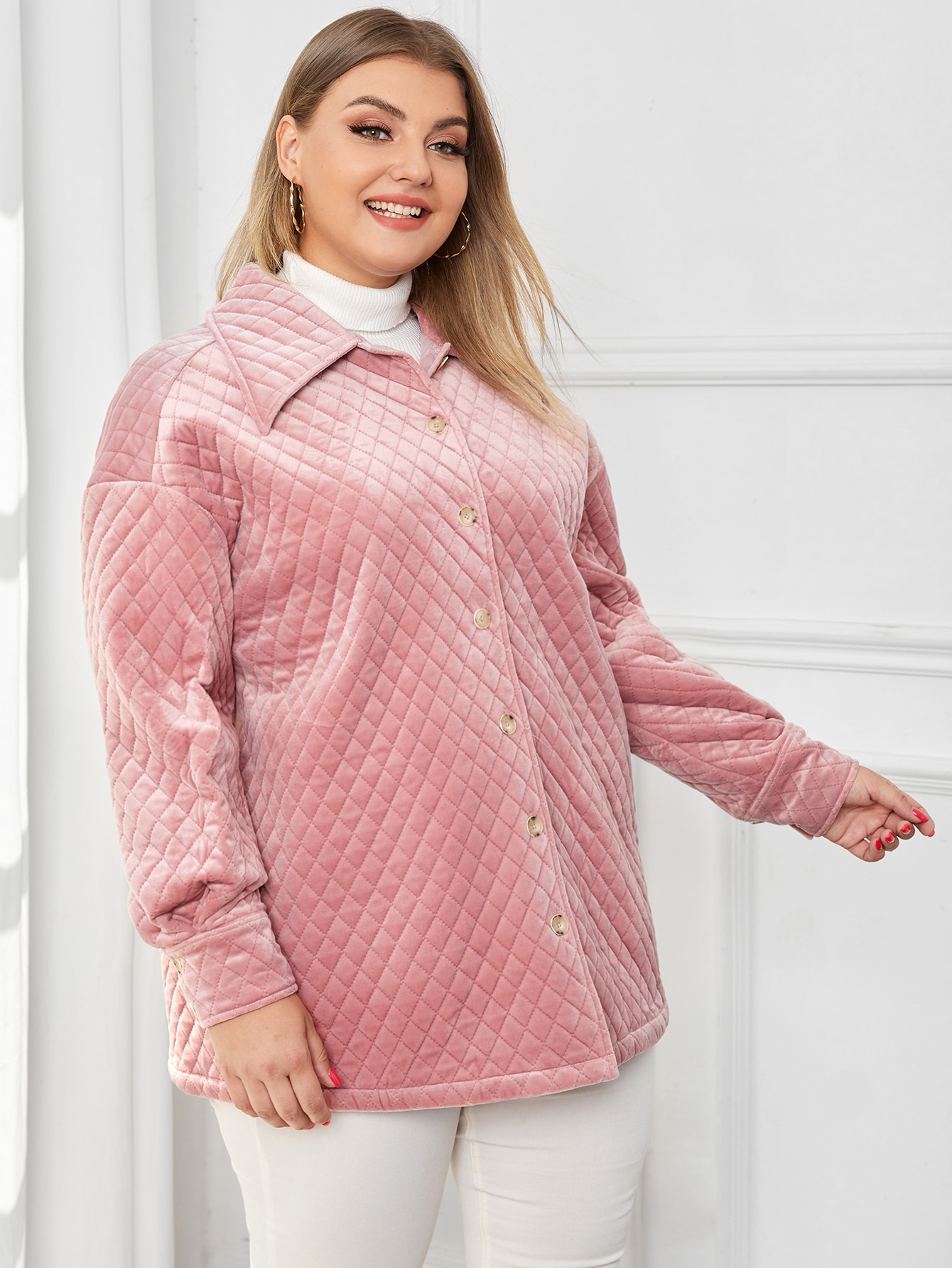 Plus Drop Shoulder Button Front Coat thumbnail