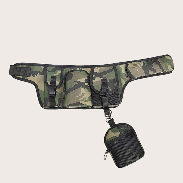 

Men Camo Print Fanny Pack With Coin Case, Green