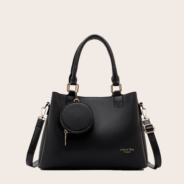 

Minimalist Tote Bag With Coin Case, Black
