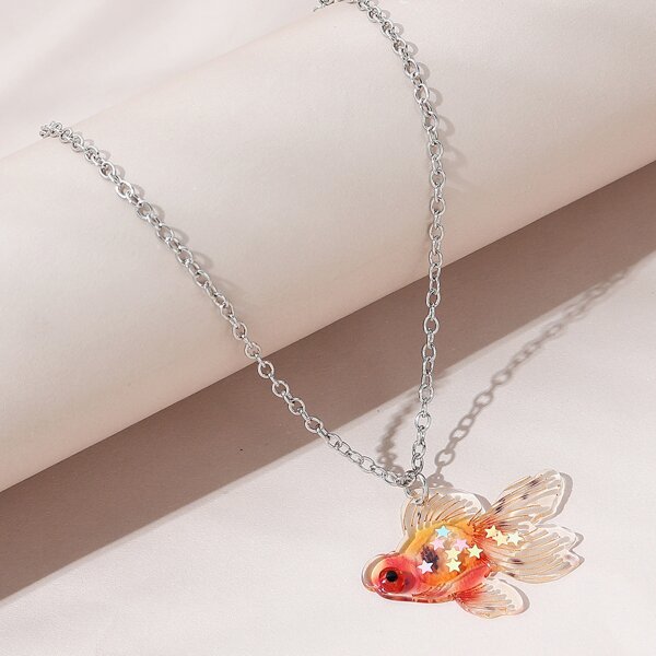 

Fish Charm Necklace, Multicolor