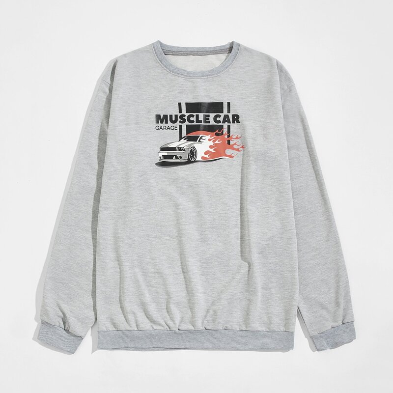 

Guys Car & Letter Graphic Sweatshirt, Light grey