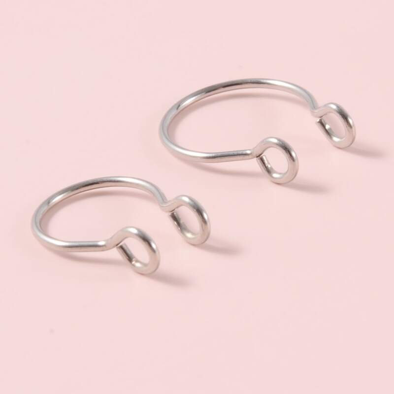 

2pcs Metal Nose Ring, Silver