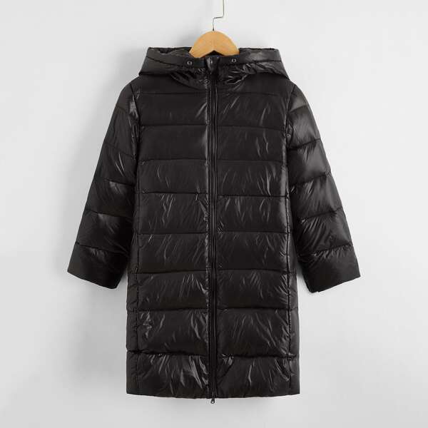 

Boys Zip Up Hooded Puffer Coat, Black