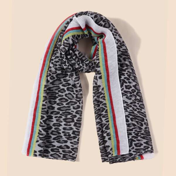 

Leopard Pattern Scarf, Multicolor