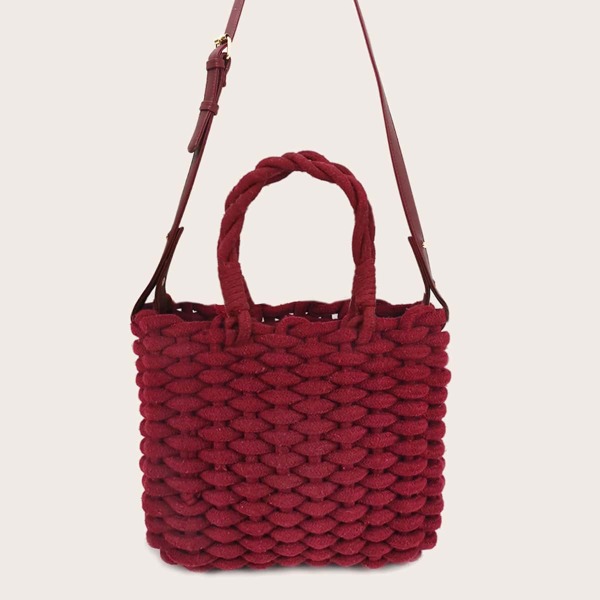 

Minimalist Braided Tote Bag, Red