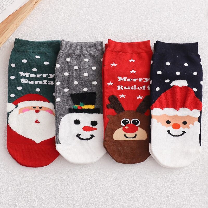 

4pairs Christmas Cartoon Graphic Socks, Multicolor