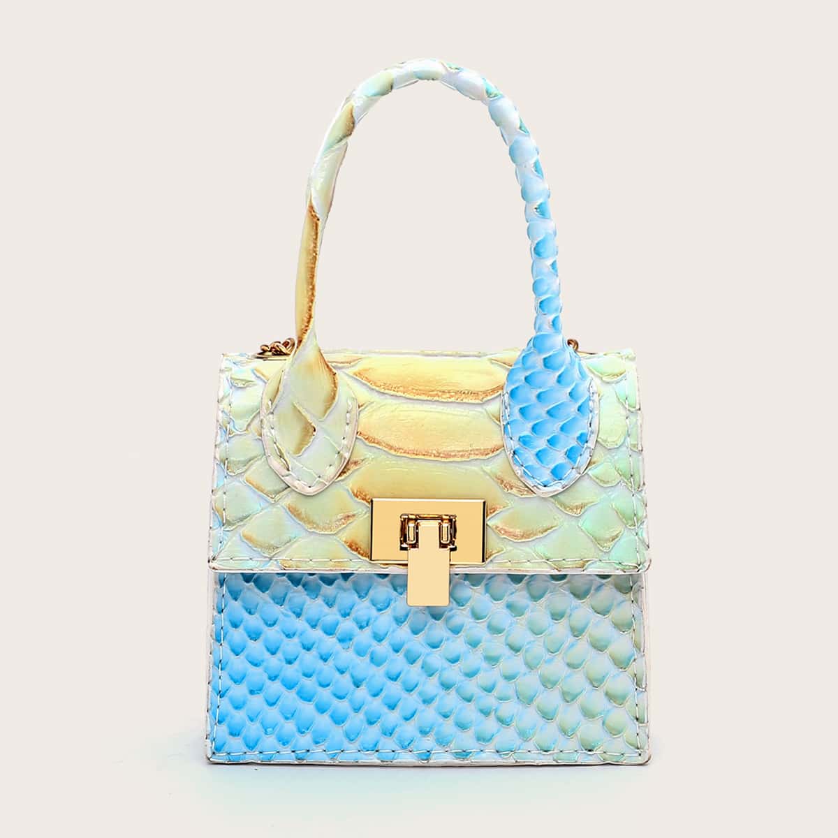 

Mini Gradient Snakeskin Print Satchel Bag, Multicolor