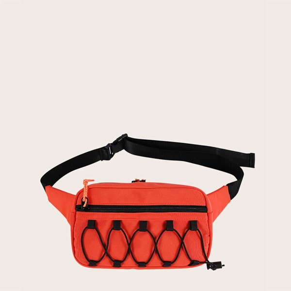 

Drawstring Decor Zip Front Fanny Pack, Orange
