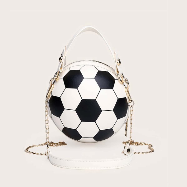 

Girls Football Shaped Satchel Bag, White