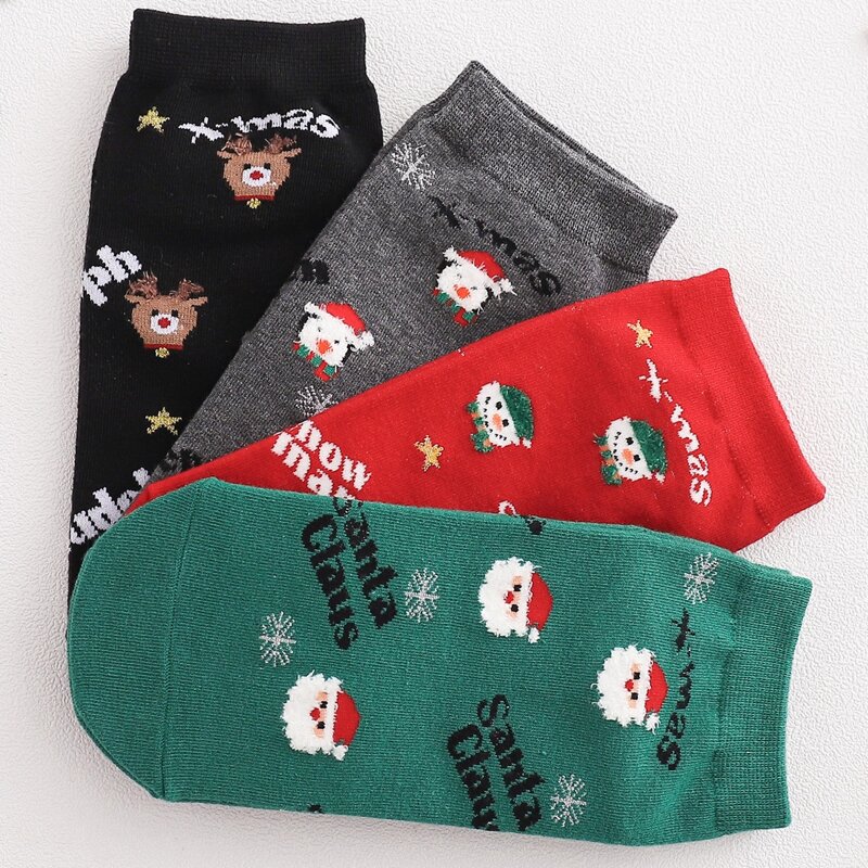 

4pairs Christmas Cartoon Graphic Socks, Multicolor