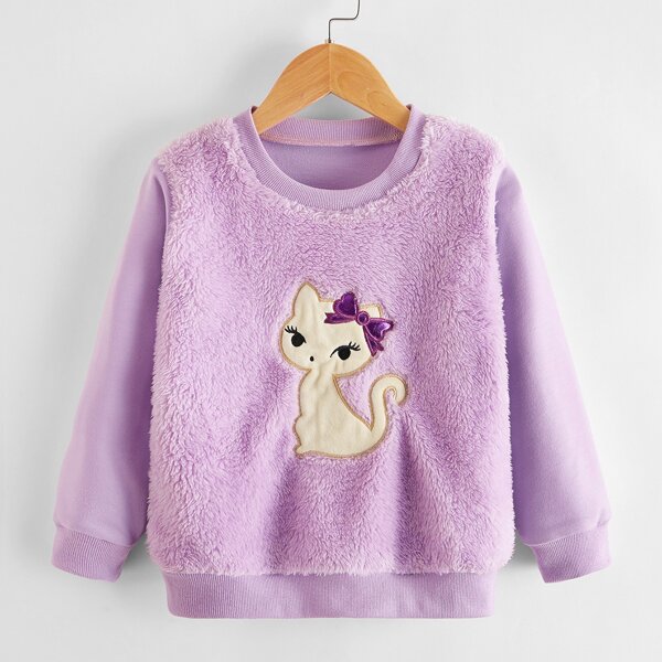

Toddler Girls Cartoon Graphic Teddy Sweatshirt, Lilac purple
