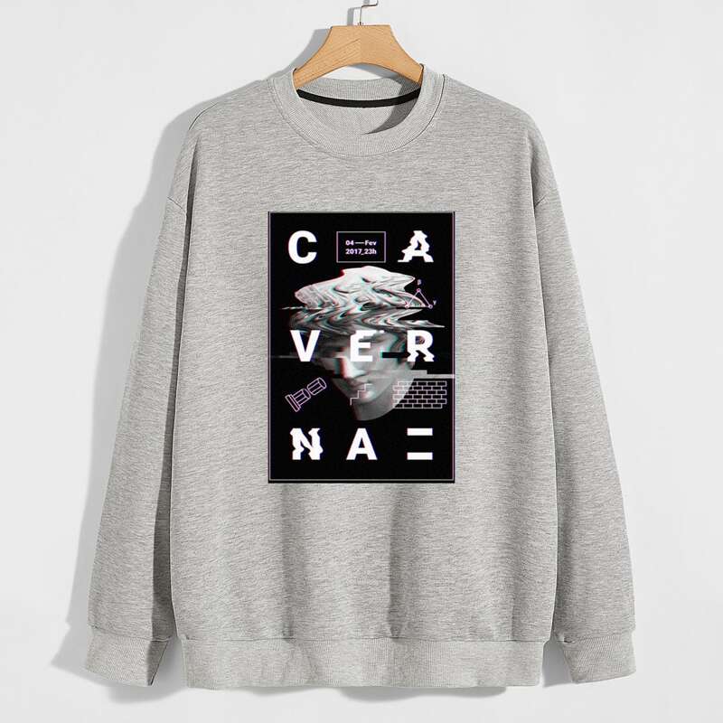 

Guys Letter Figure Graphic Sweatshirt, Grey