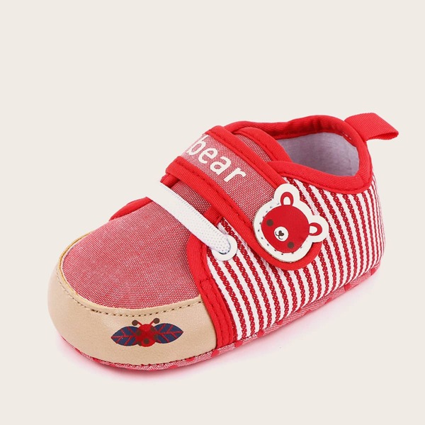

Baby Girl Cartoon Graphic Velcro Strap Flats, Red