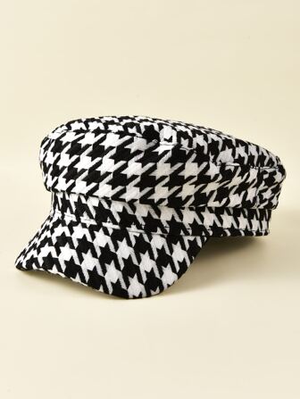 Houndstooth Pattern Baker Boy Cap