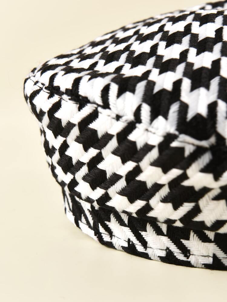 Houndstooth Pattern Baker Boy Cap