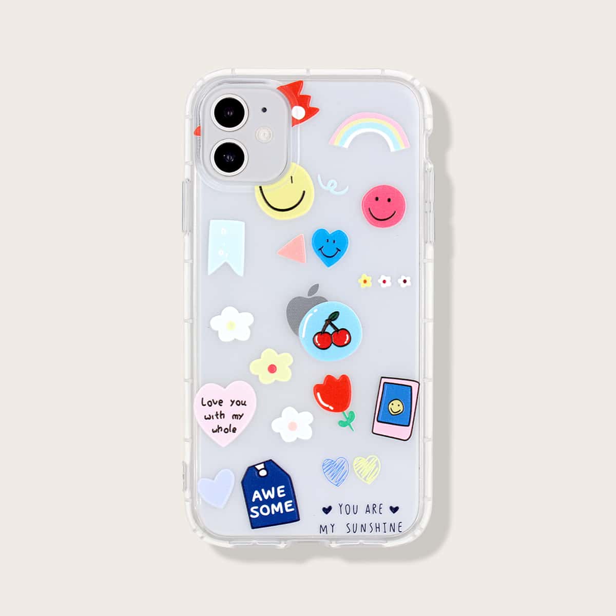 

Floral & Slogan Graphic iPhone Case, Clear