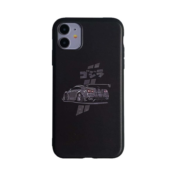 

Car & Japanese Letter Graphic iPhone Case, Black