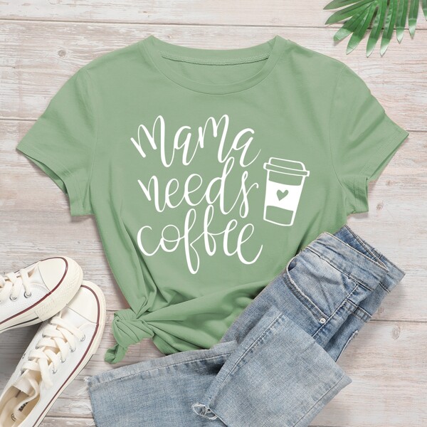 

Slogan Graphic Short Sleeve Tee, Lime green