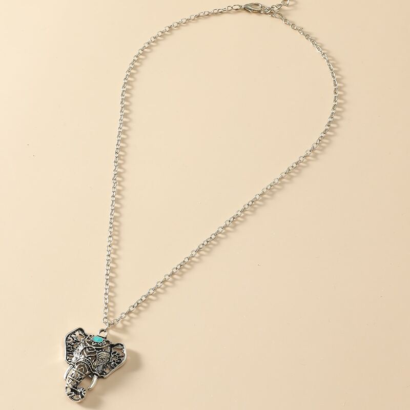 

Vintage Elephant Charm Necklace, Antique silver