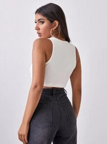 SHEIN BIZwear Ribbed Cropped Tank Top Workwear