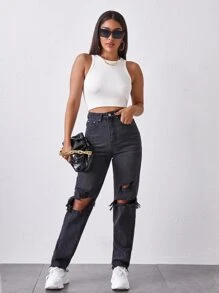 SHEIN BIZwear Ribbed Cropped Tank Top Workwear