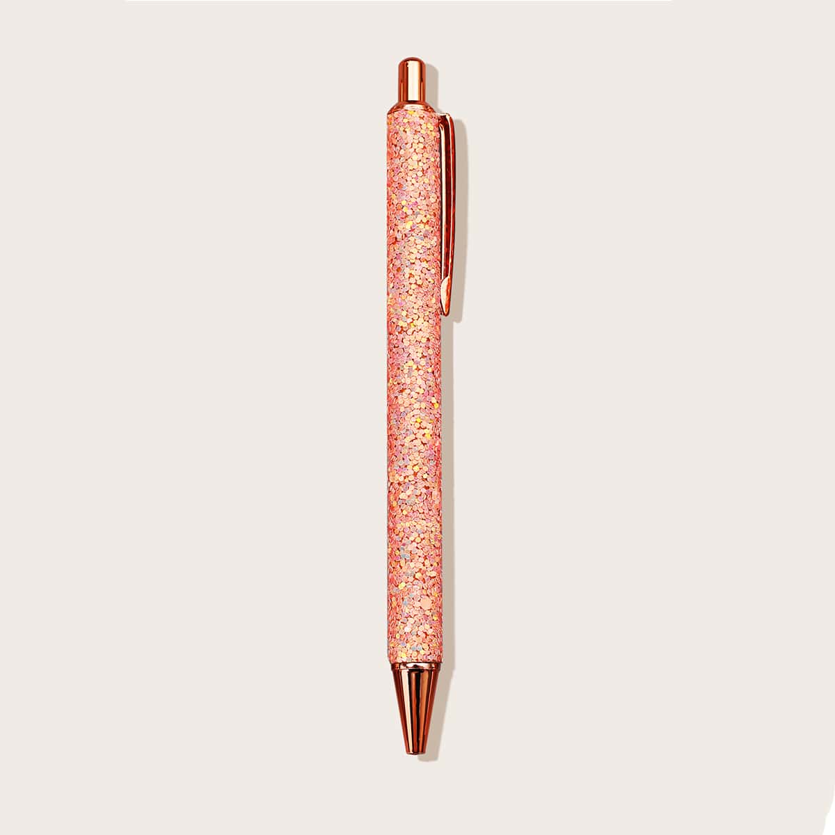 

1pc Sequin Decor Ballpoint Pen, Black