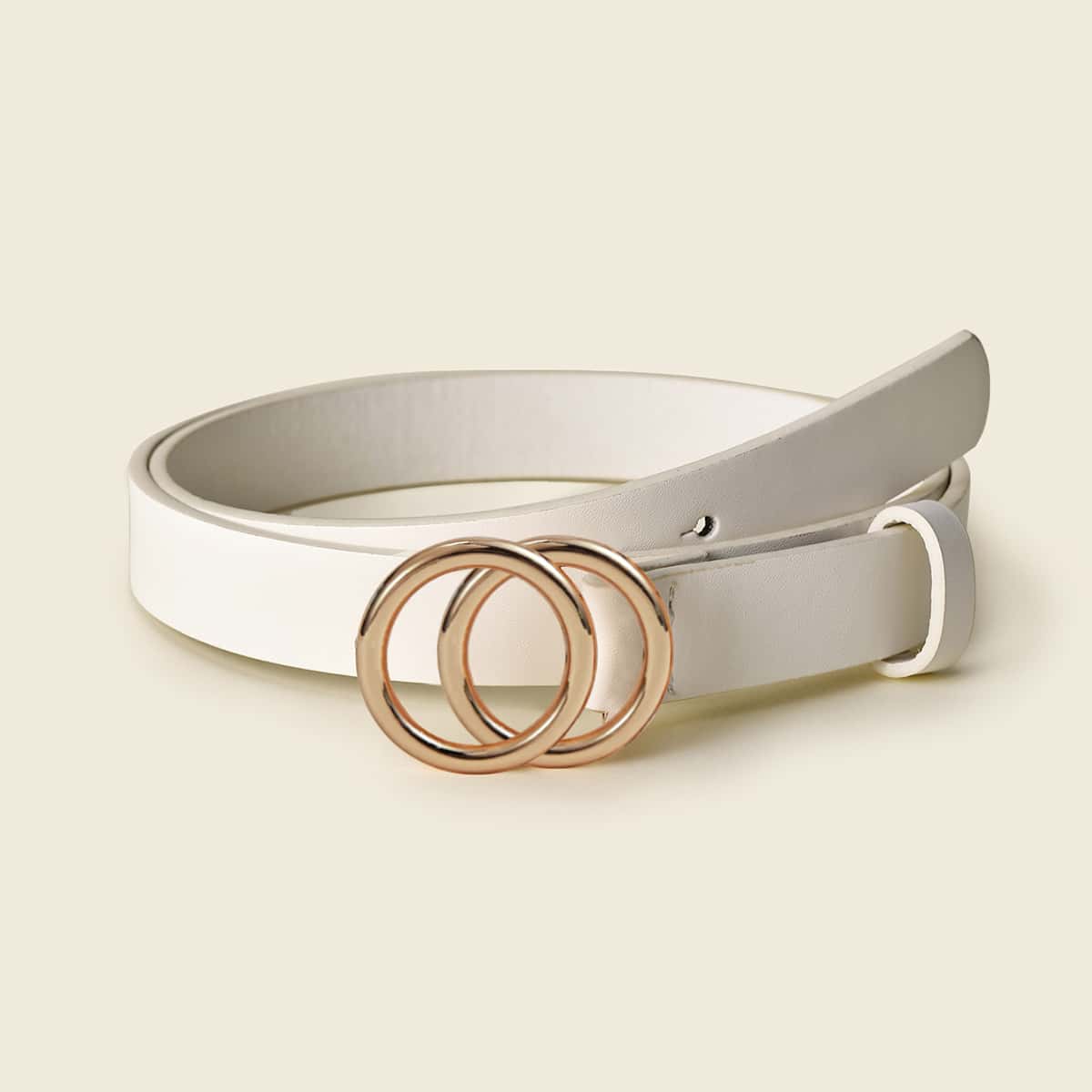 

1pc Double Ring Buckle Belt, White