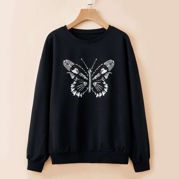 

Halloween Skeleton Graphic Sweatshirt, Black