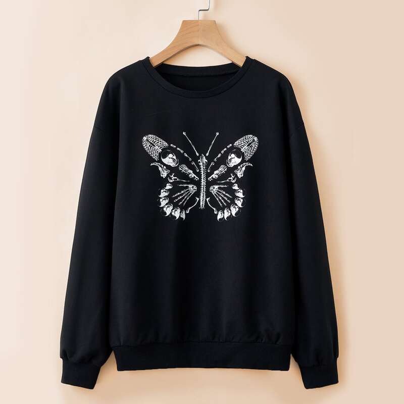 

Halloween Skeleton Graphic Sweatshirt, Black