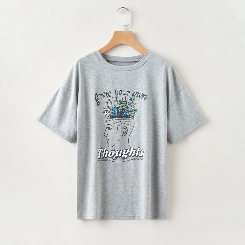 

Letter Graphic Oversized Tee, Light grey