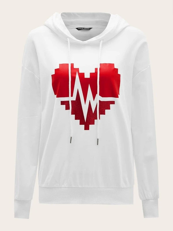heart print hoodie