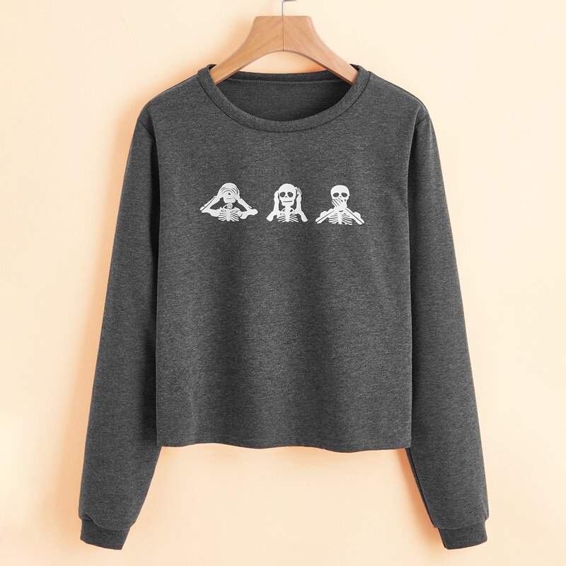 

Skull Graphic Sweatshirt, Dark grey