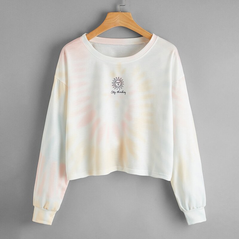 

Slogan Graphic Tie Dye Sweatshirt, Multicolor