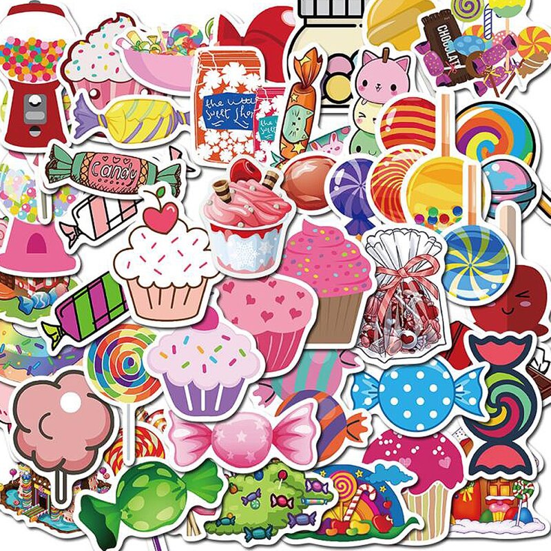 

50pcs Dessert Pattern Random Sticker, Multicolor